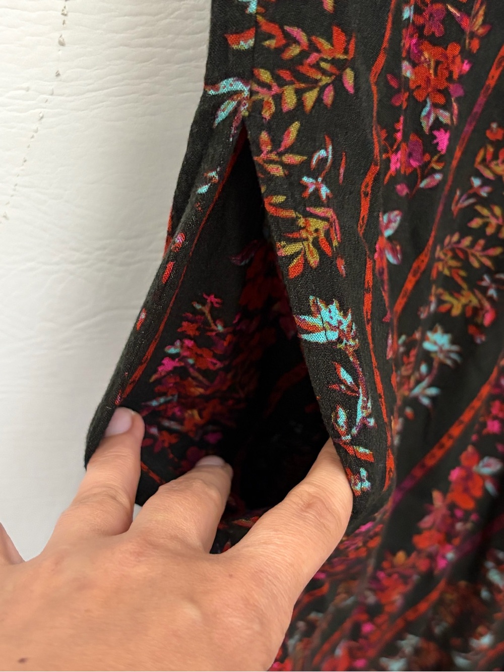 Volcom Black Midi Dress with Red Floral Stripes - Picture 3 of 11